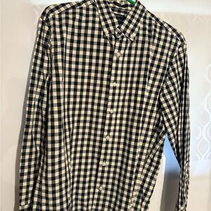 J. Crew Navy and White Checkered Button Down Shirt